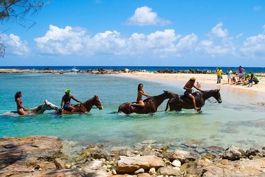 Beach Horseback Riding and River Tubing Family Adventure from Montego Bay
