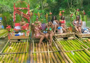 Relaxing bamboo rafting with foot massage