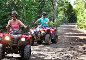 Discover the Adrenaline with Atvs ziplines single and a real Mayan cenote