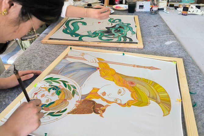 Athens: Small Group Silk Scarf Art Workshop with Greek Themes