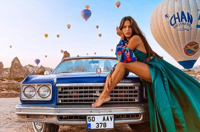 Cappadocia Private Photo Shoot with Flying Dress & Vintage Car