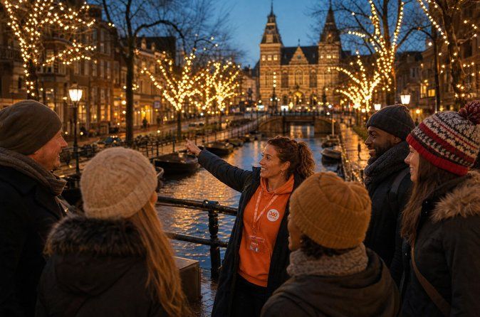 Amsterdam Christmas Walk with hot drink and Dutch treat