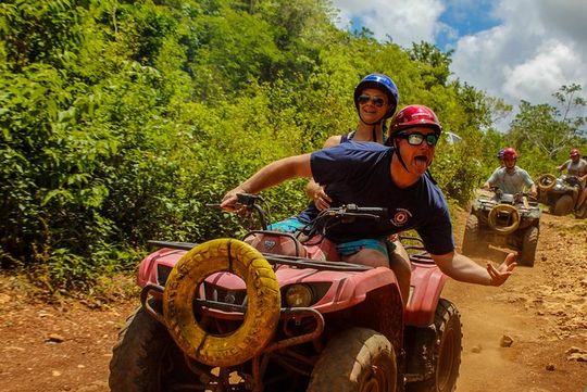 Atv Single from Cancun plus Ziplines circuit and Cenote swim experience