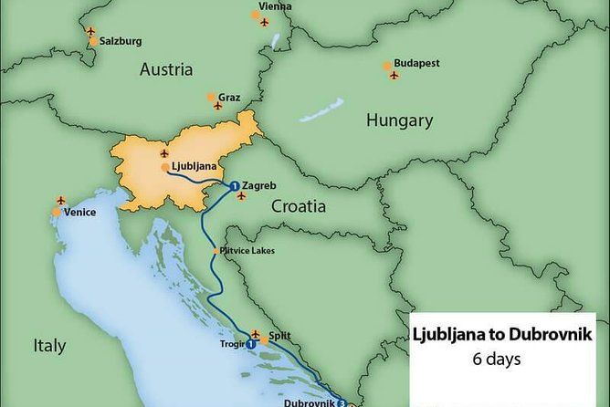 Ljubljana to Dubrovnik in 6 days, Private tour via Zagreb, Plitvice lakes, Split