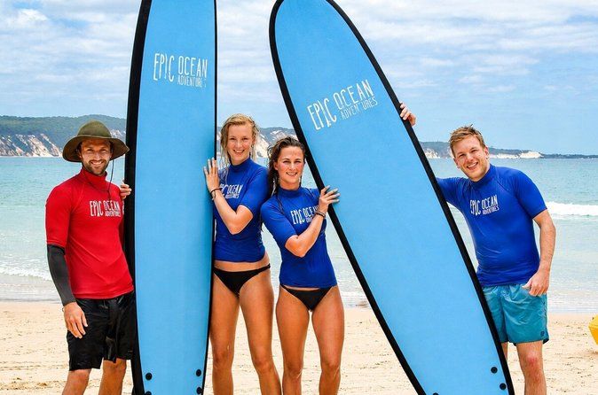 Rainbow Beach: Surf Lesson Safari & Beach 4WD Double Island Point