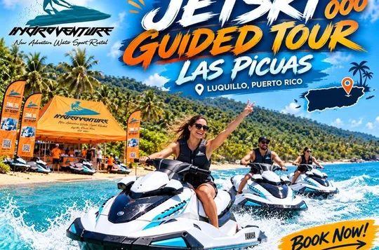 Hydroventure Luquillo Guided Jetski Tour to Las Picuas 30 Minute