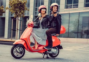 Scooter Rental for 4 Hours plus 1 Hour Free and 2 Passengers Retro "Lucky" 49cc