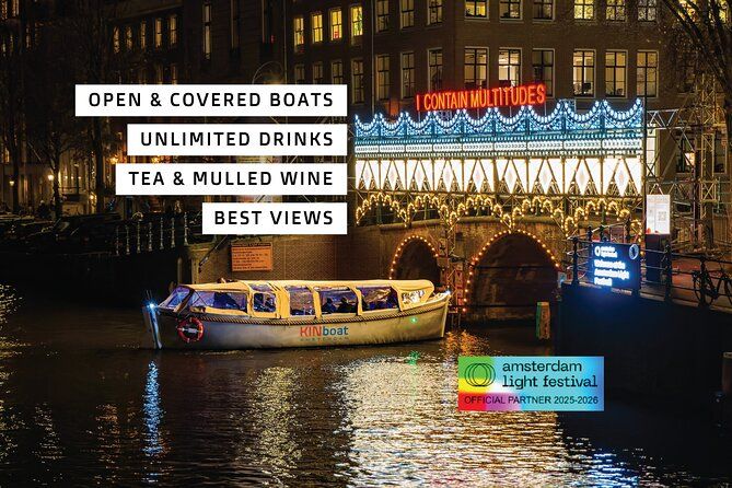 Amsterdam Light Festival Canal Cruise + Unlimited Drinks Option