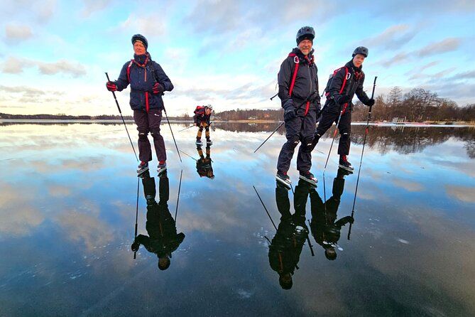 Nordic Ice Skating on a Frozen Lake in Stockholm