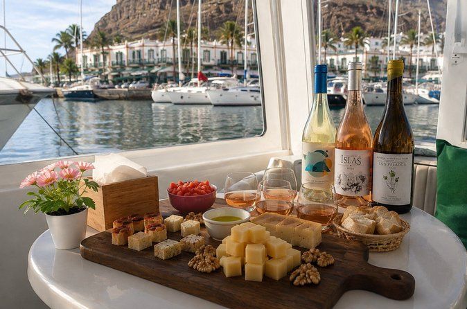 Puerto de Mogán: Boat Cruise + Dockside Wine Pairing