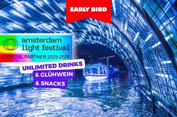 Amsterdam Light Festival: Canal Cruise + Bite & Unlimited Drinks