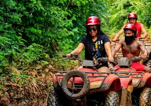 Adrenaline tour ATV Single with Ziplines and Cenote Swim Experience from Cancun