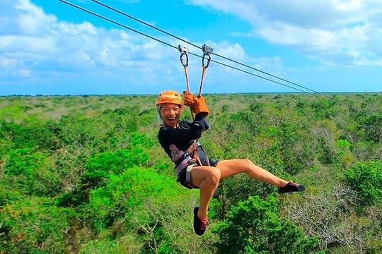 Amazing Combo: Rappel & Ziplines - Snorkeling & Shared ATVS from Riviera Maya