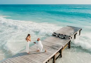 Secret Proposal Photoshoot with Drone in Cancun