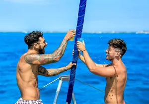 Luxury Catamaran to Isla Mujeres, Snorkeling, Buffet and Ice Bar