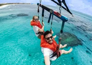 Parasailing above Turquoise Ocean Waters in Montego Bay