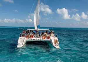 Isla Mujeres Catamaran from playa del carmen Open Bar Beach Club