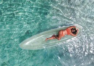 Blue Ocean Clear Kayak Photoshoot in Jamaica