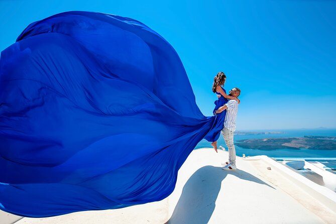 Flying Dress Photoshoot in Santorini - iconic views (WE DO MAGIC)