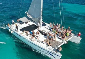 Sail Away Catamaran Day Trip with Snorkeling to Isla Mujeres