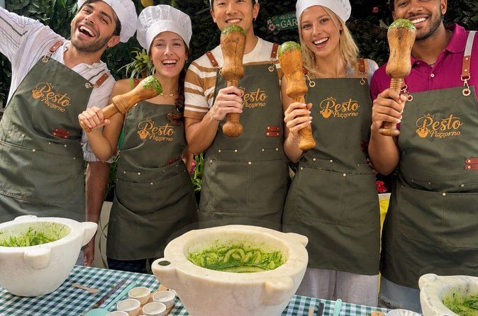Mortar pesto lesson with World Champion and local Menu