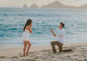 Family photo shoot on beach monuments