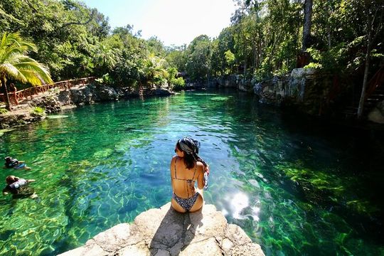 Cancun Cenote Adventure: Swim in 3 Cenotes with Zipline&Waterfall