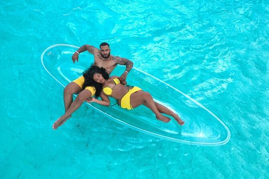 Couple's Clear Kayak Drone Photoshoot