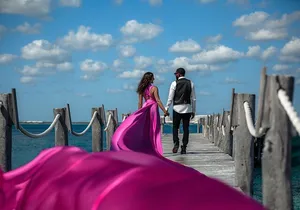 Flying Dress Photo Shoot in the Mexican Caribbean