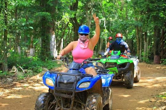 Jungle Rush ATV Shared Zipline and Cenote Exploration From Cancun