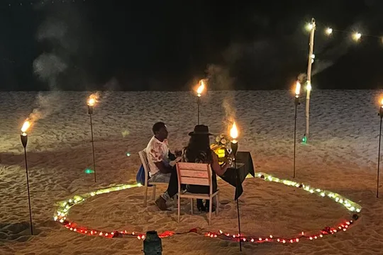 Dinner Experience and Celebration on the Beach with Decorations