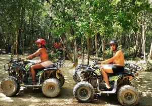 Jungle Adventure: ATVs Shared, Cenote Swim, and Zip Lining