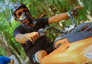 Single ATV Ride with Ziplines and Underground Cenote Cave Tour
