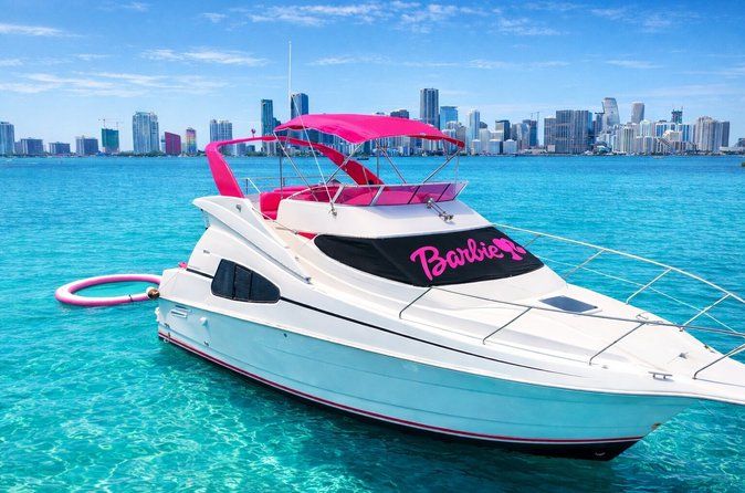 Barbie Pink Miami Yacht Rental | 2 Free Jet skis | Private Boat
