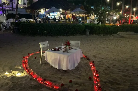 Dinner Experience and Celebration on the Beach with Decorations