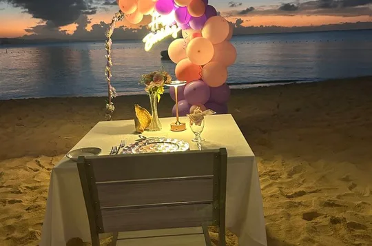 Dinner Experience and Celebration on the Beach with Decorations