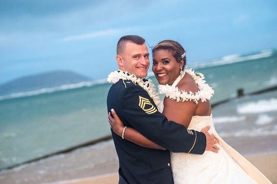 Golden Hour Wedding Honolulu Officiant, Lei for 2 and Pro Photos