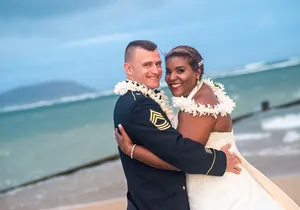 Golden Hour Wedding Honolulu Officiant, Lei for 2 and Pro Photos