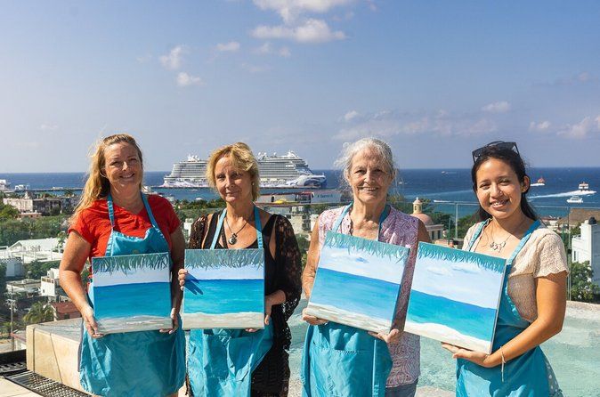 Paint and Sip Experience with Margaritas in Cozumel