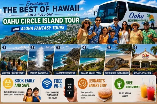 Oahu: Full-Day Circle Island Tour | Beach Stop, Free WiFi & Perks