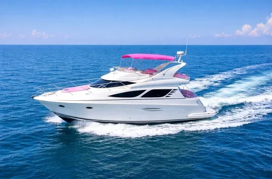Pink Yacht Rental, 2 Free Jet Skis, Miami Boat Rental Up to 13