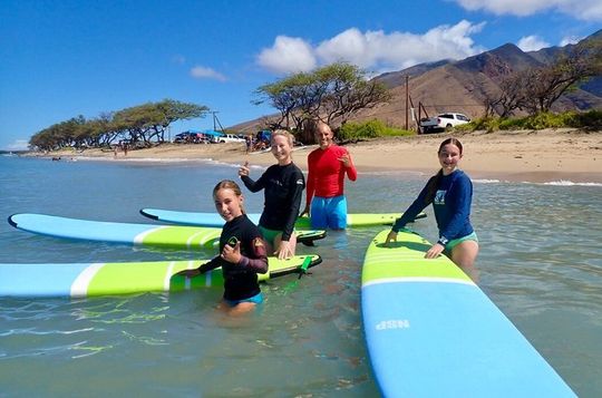 Family Surf Lesson for 3 or 4 at Ukumehame Beach