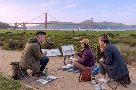 Golden Gate Bridge Watercolor Experience at Crissy Field