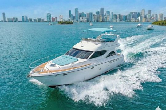 Miami River Yacht Rental 50 ft with 2 Jet Ski Brickell and Island