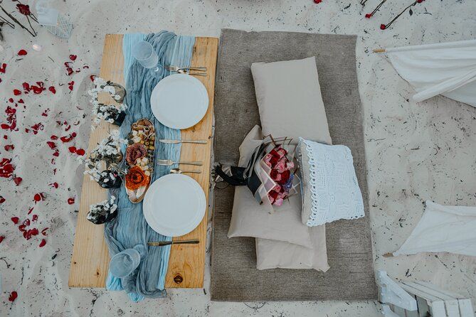 romantic picnic with a view of the caribbean sea