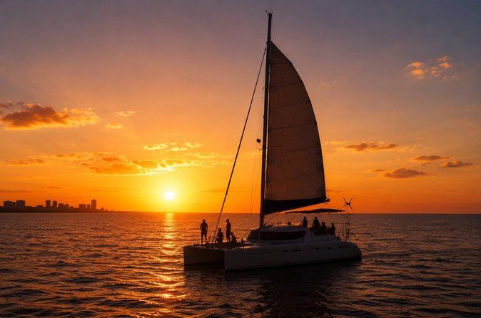 Private Sunset Catamaran Cancun 3 Hour Sail with Open Bar