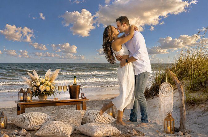Sunset Surprise Beach Proposal with Photos in Jacksonville