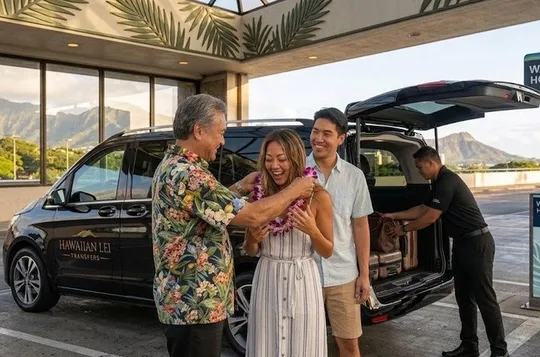 Lei Greeting Private Transfer Arrival HNL Airport to Waikiki