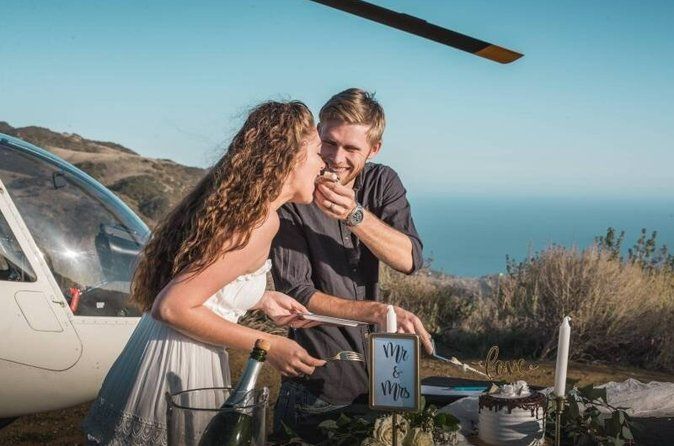 Malibu Mountain Top Helicopter Elopement with Wedding Ceremony