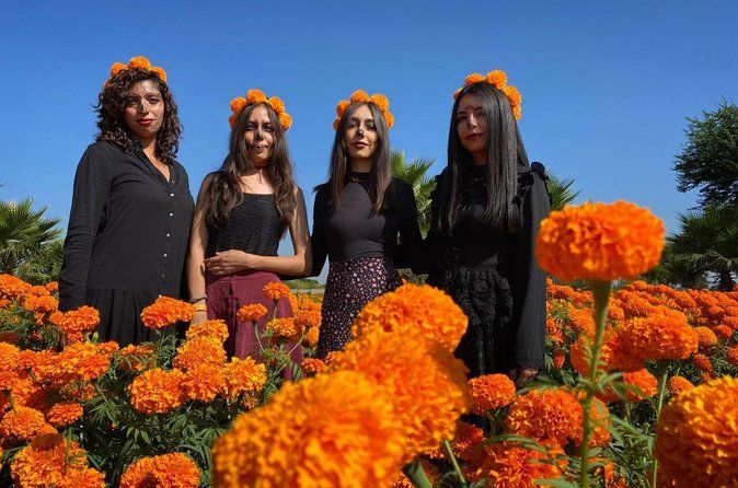 Panteon of Atzompa Oaxaca and flower field